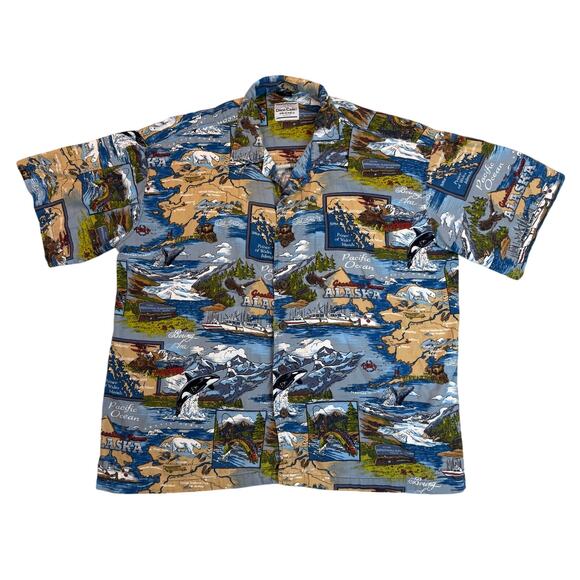 David Carey Original 2015 Alaska Camp Mens X-Large Button Down Shirt Hawaiian - Picture 1 of 8